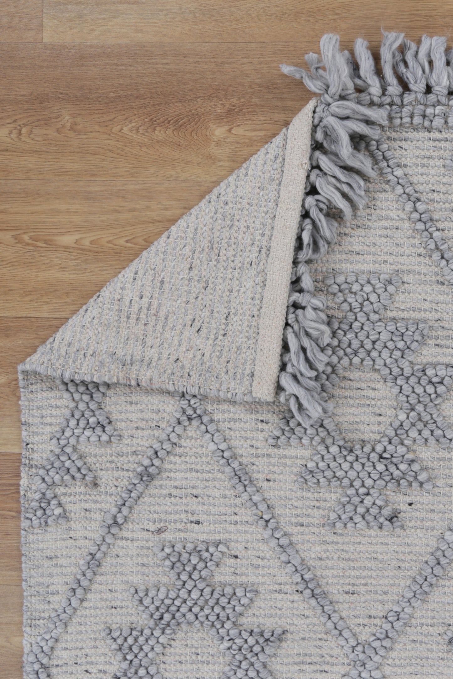 Diego Geometric Grey Wool Rug - DIEG04