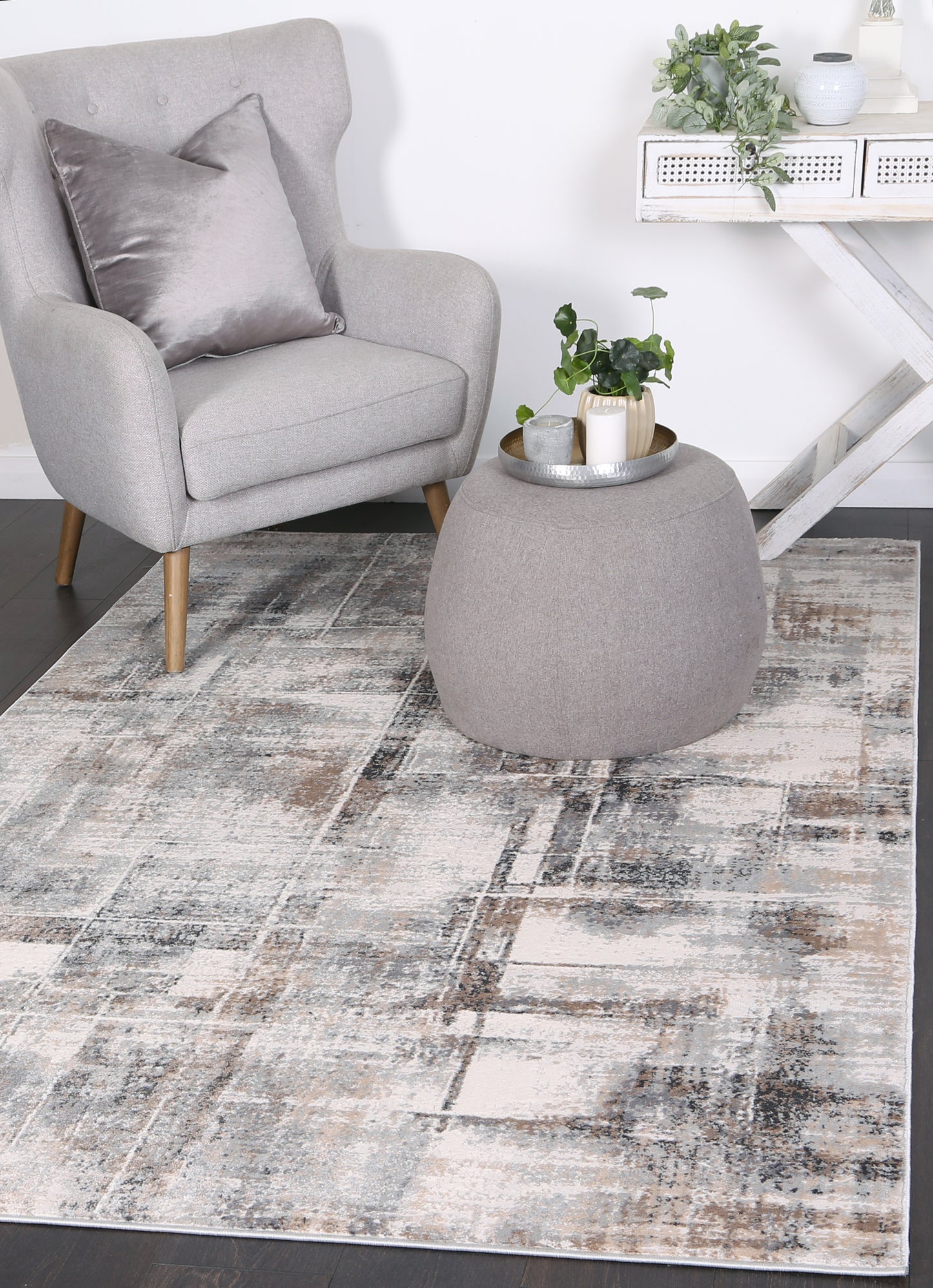 Expressions Beige Grey Modern Rug - EX07