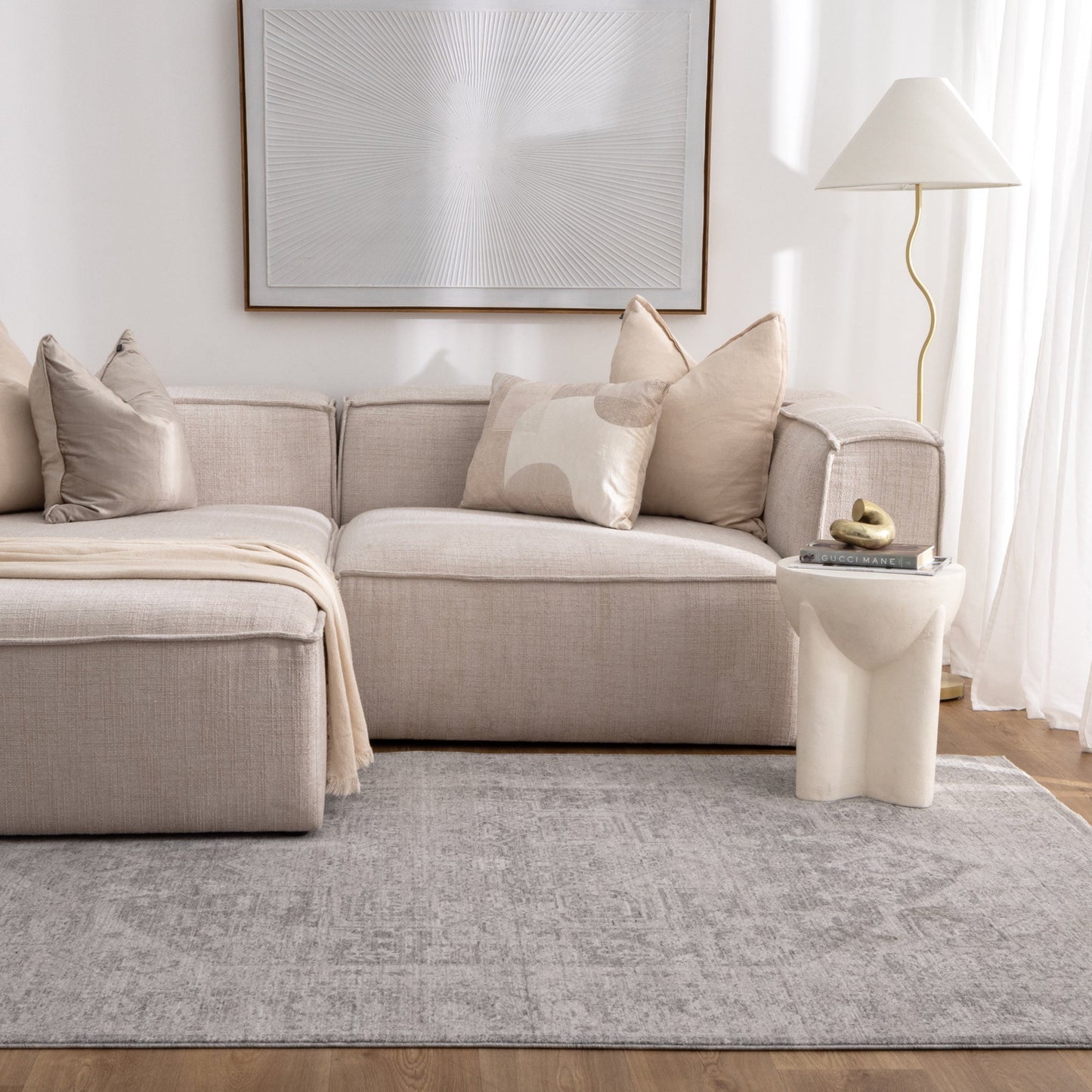 Heritage Distressed Medallion Grey Rug - H103