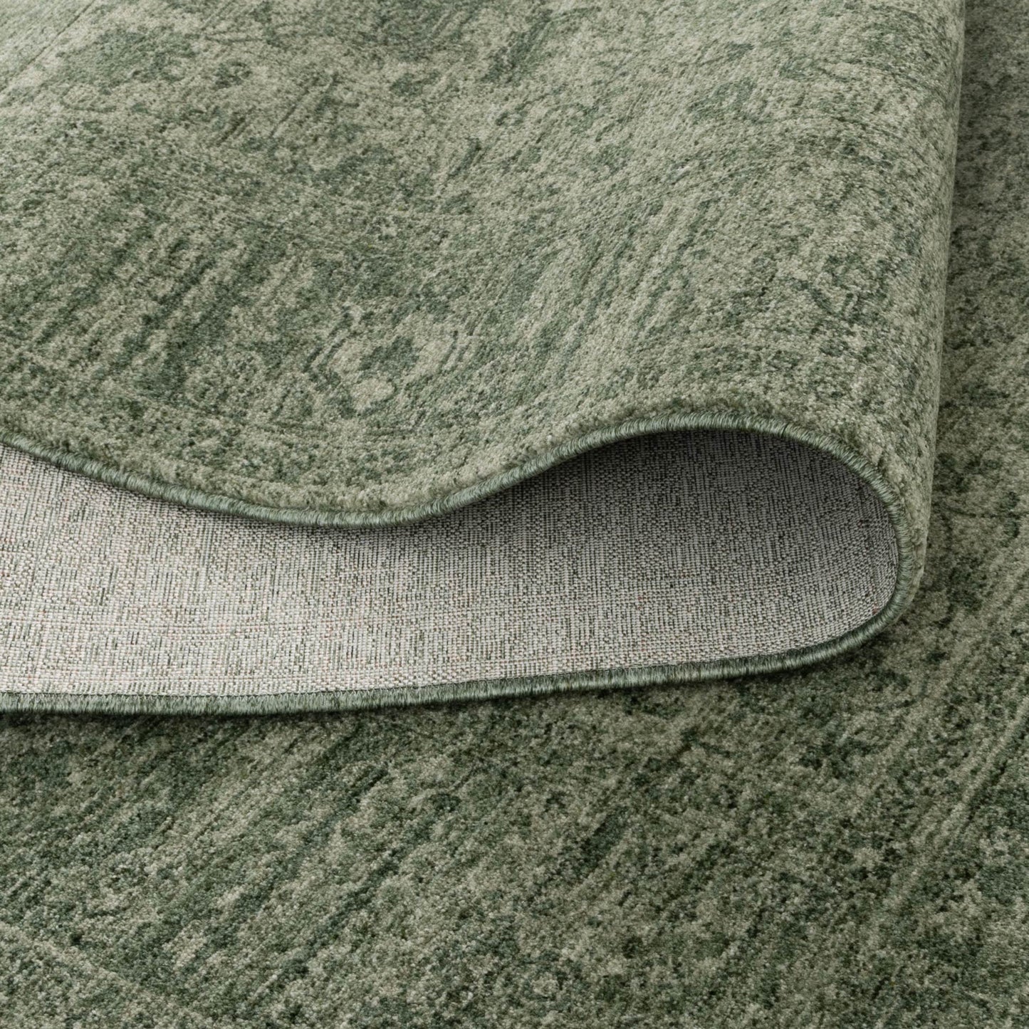 Heritage Distressed Border Green Rug - H107