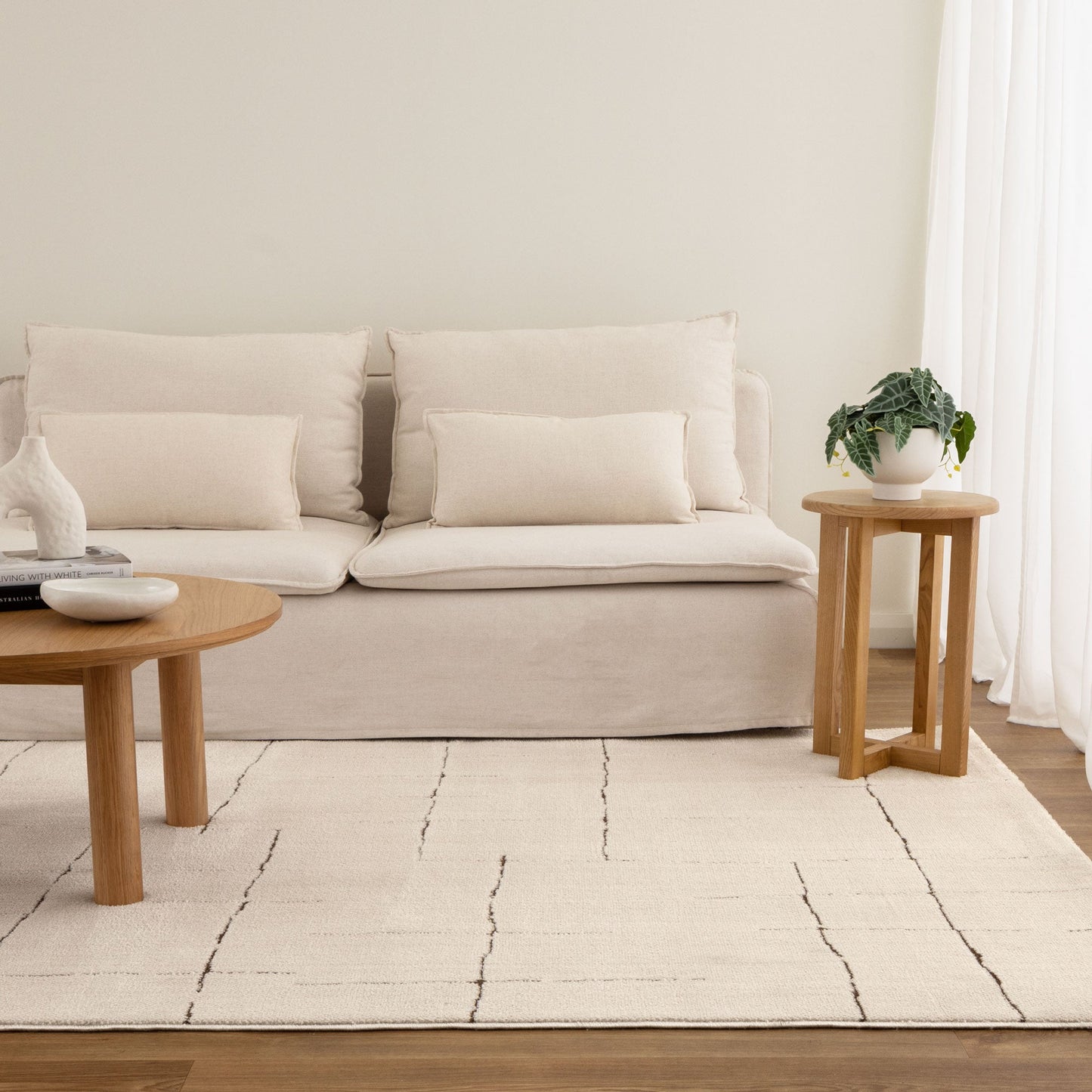 Mila Abstract Lines Brown Cream Rug - MIL10
