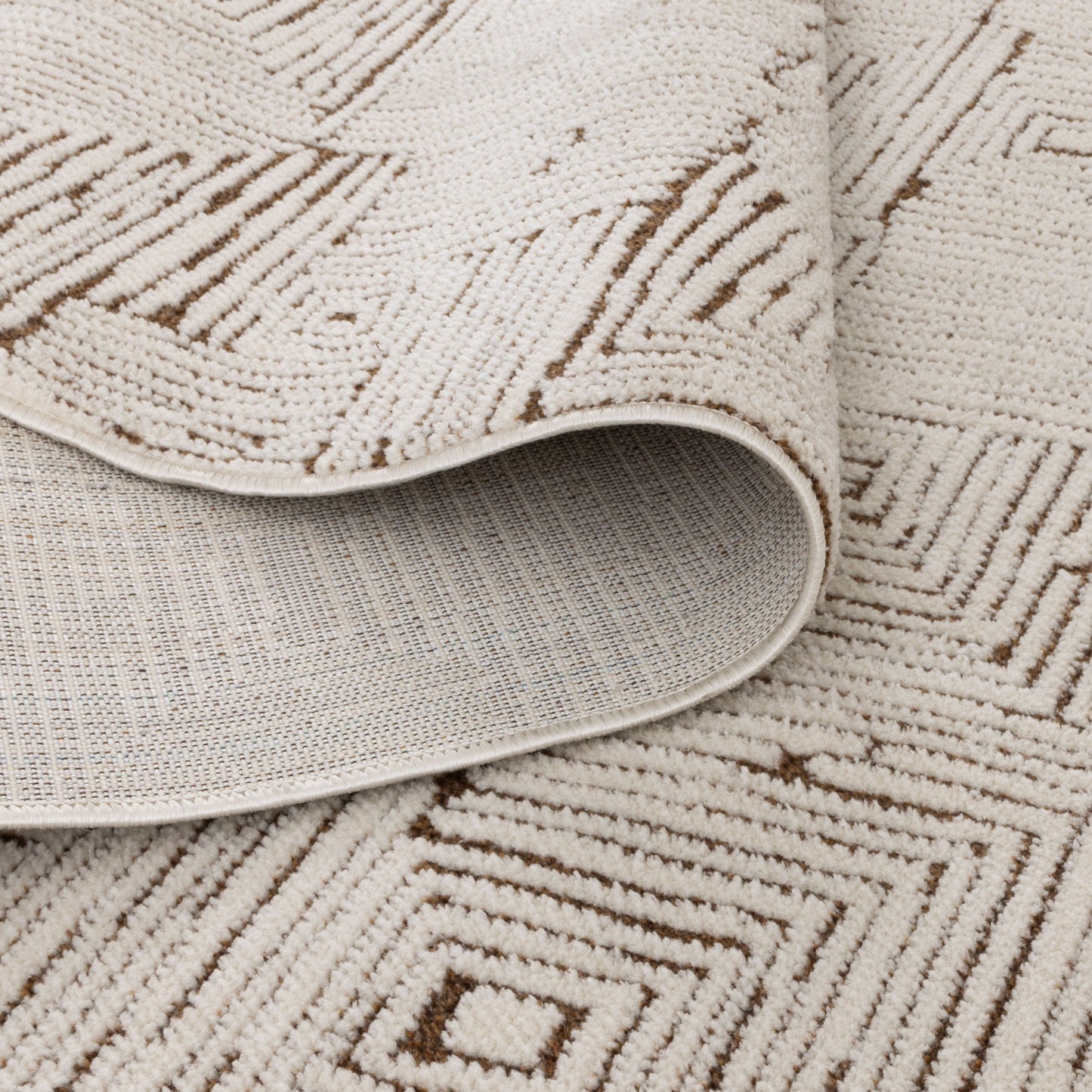 Mila Geometric Squares Cream Brown Rug - MIL8