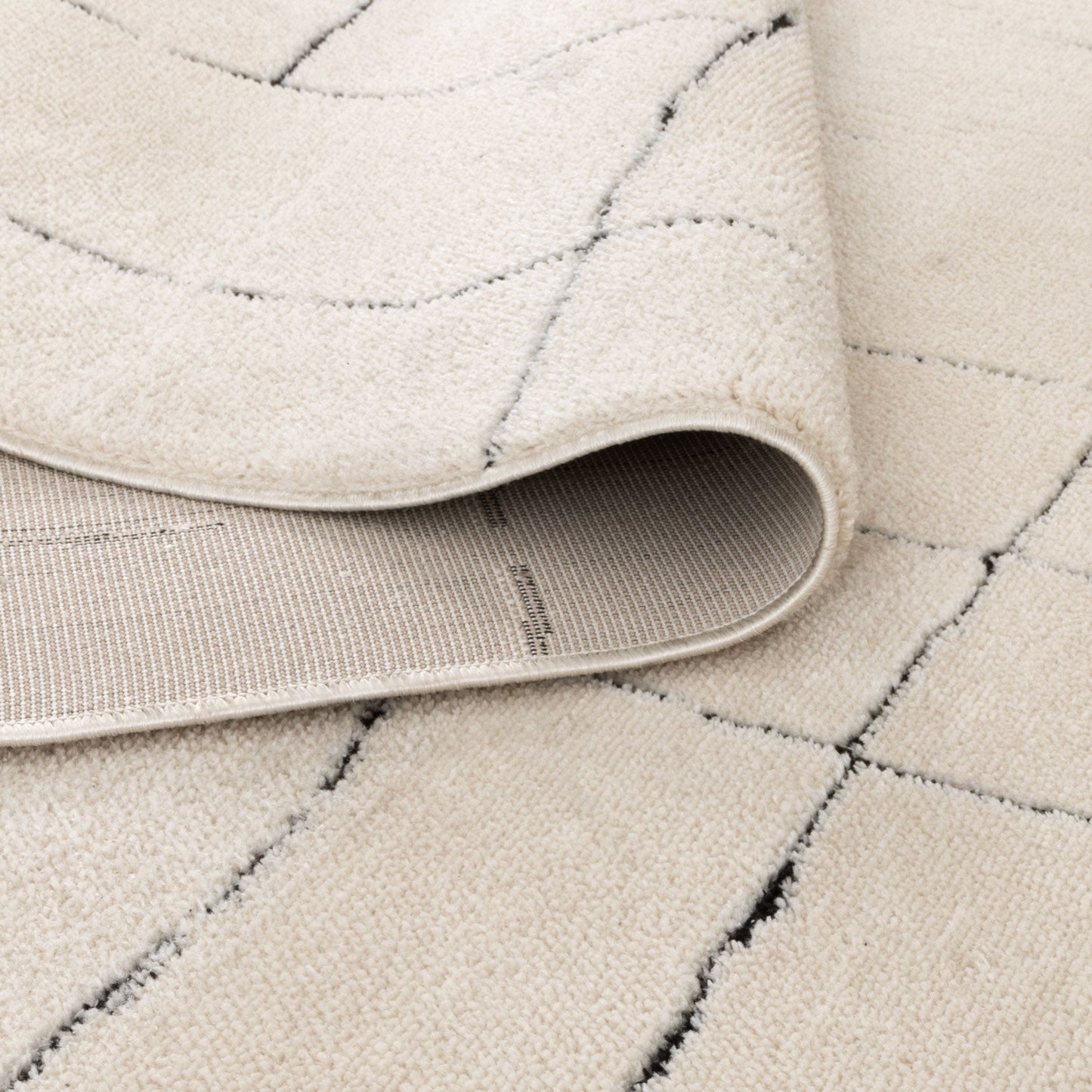 Mila Abstract Lines Black Cream Rug - MIL9