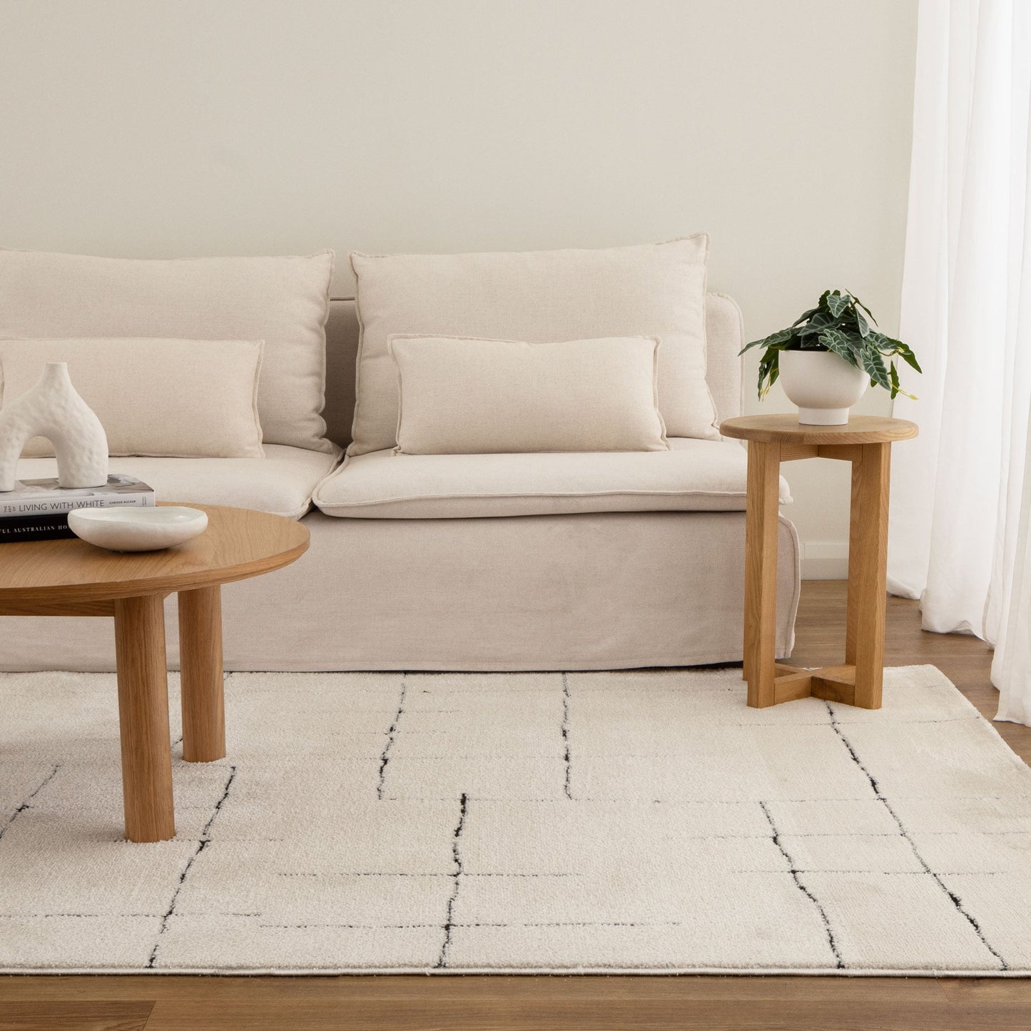 Mila Abstract Lines Black Cream Rug - MIL9