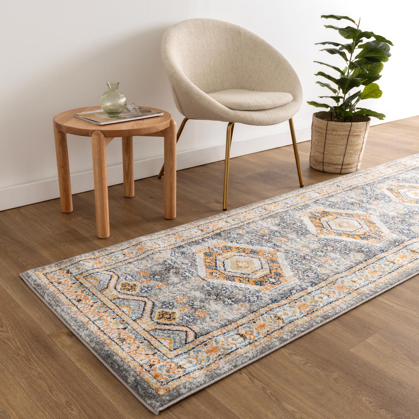 Provence Zaida Traditional Grey & Terracotta Rug - PROV12