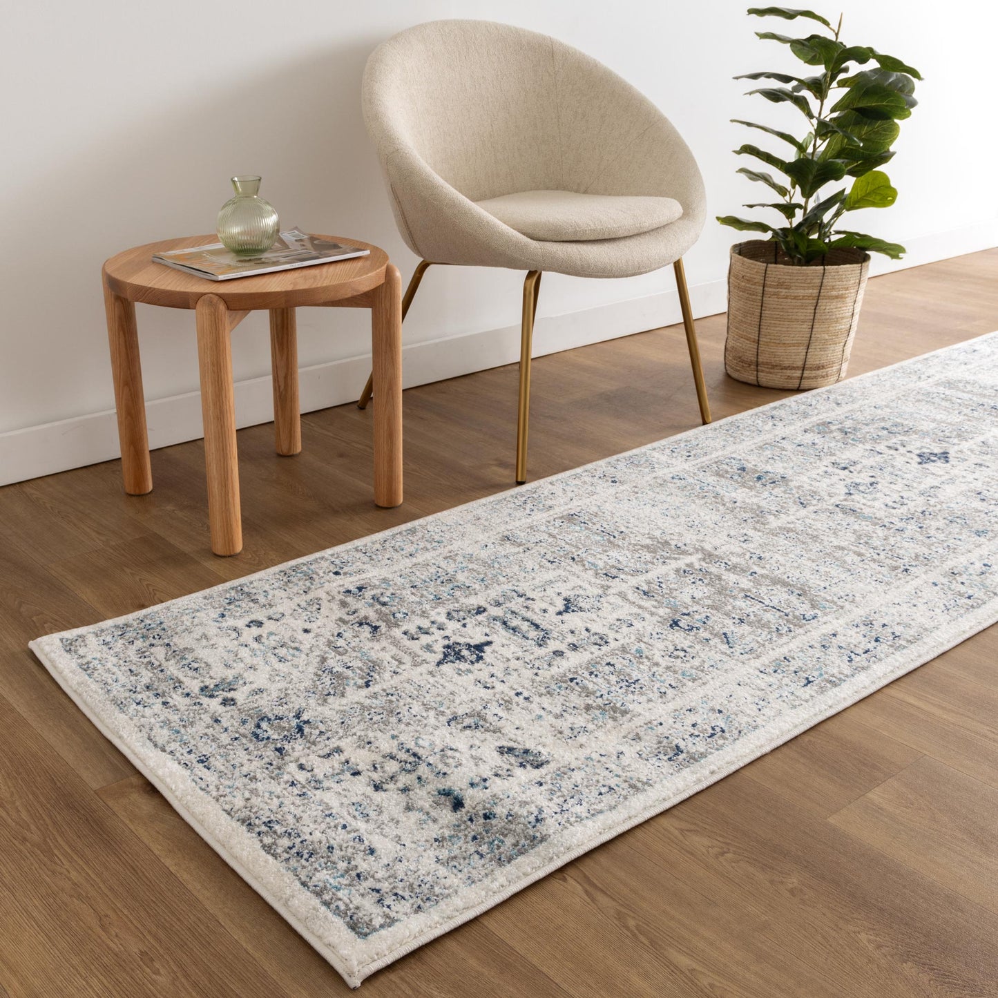 Provence Celts Cream Blue Traditional Rug - PROV14