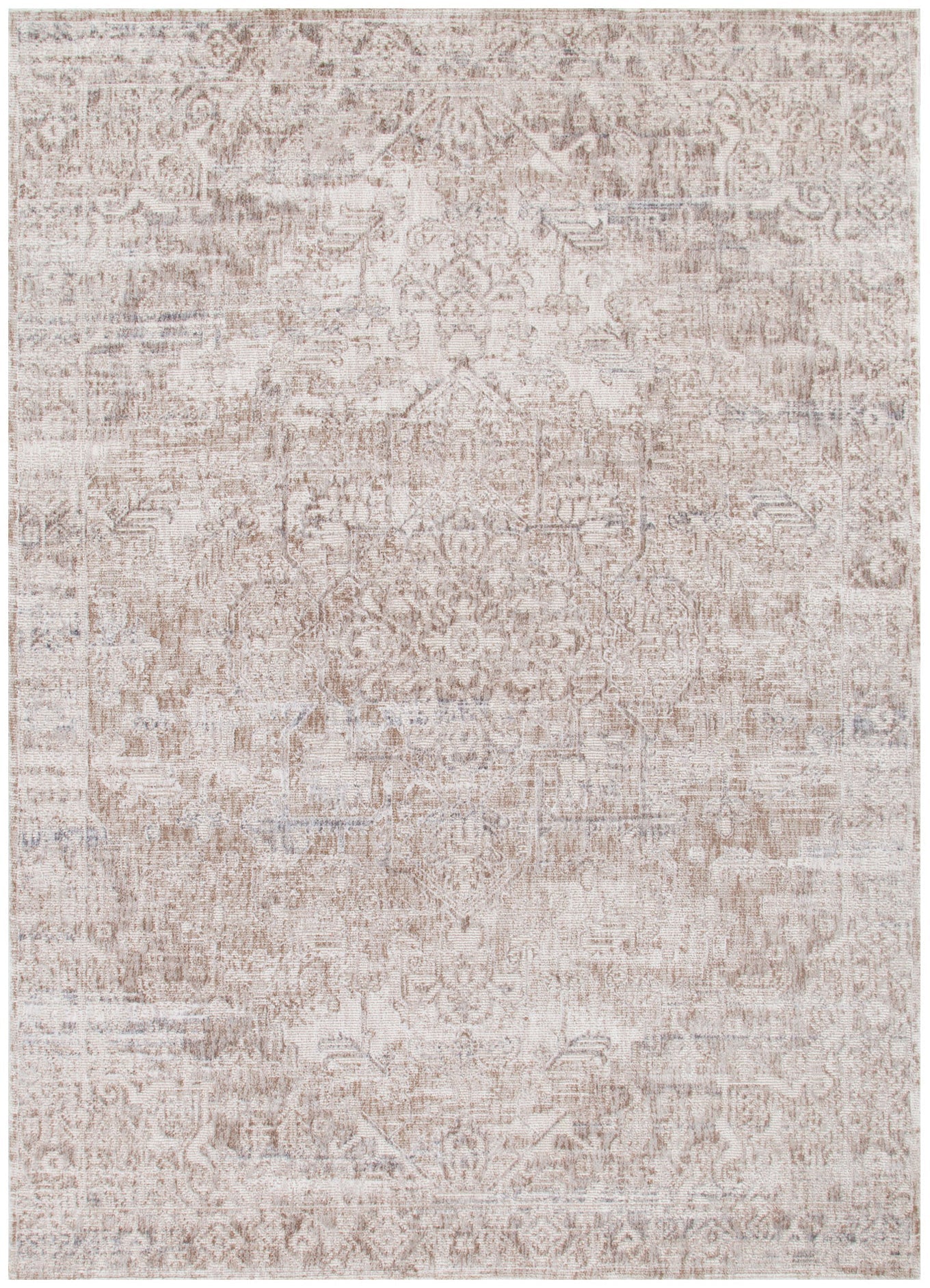 Solenne Beige & Blue Distressed Vintage Rug - S100