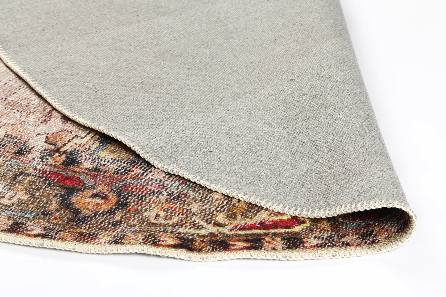 Distressed Vintage Derya Multi Round Rug - VITAL 2379-01