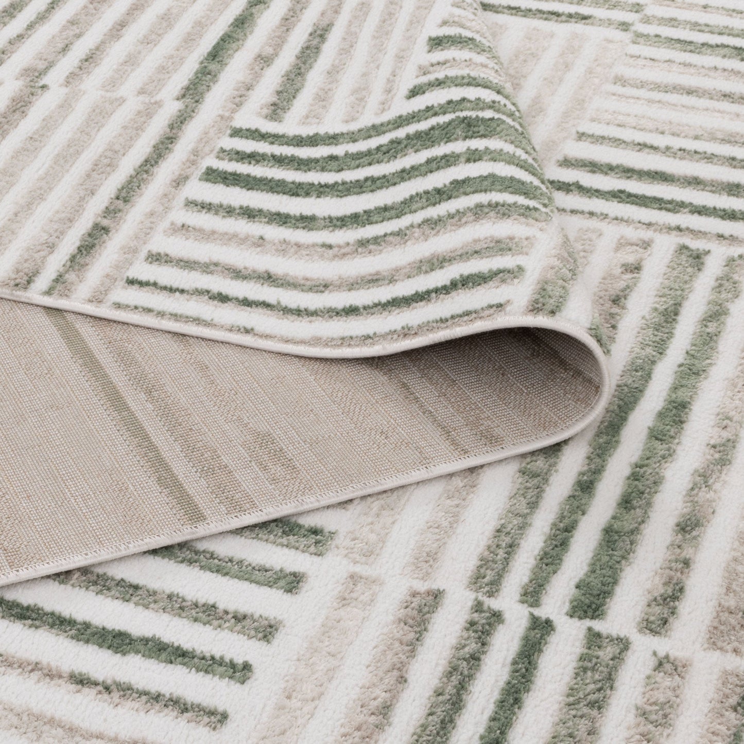 Wellington Geometric Lines Green Rug - W005