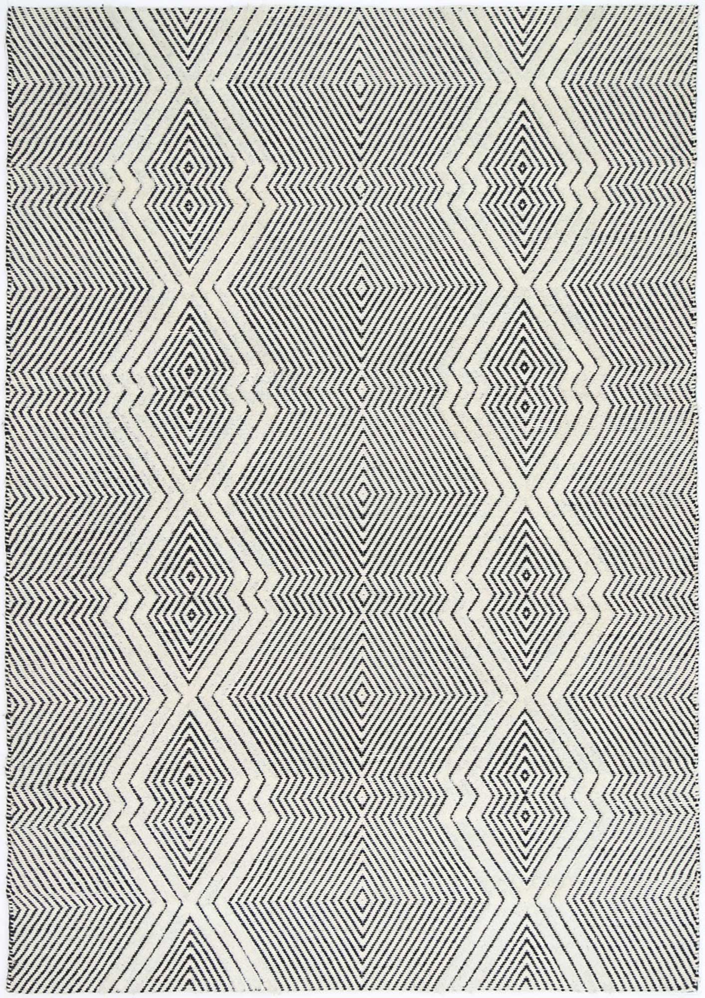 Kaiden Diamond Tribal Ivory Wool Rug