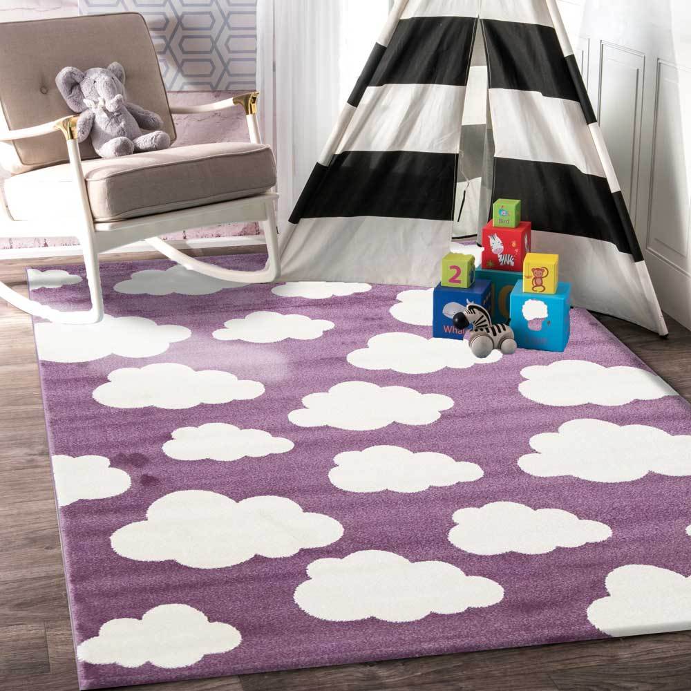 Piccolo Pink and White Cloud Kids Rug