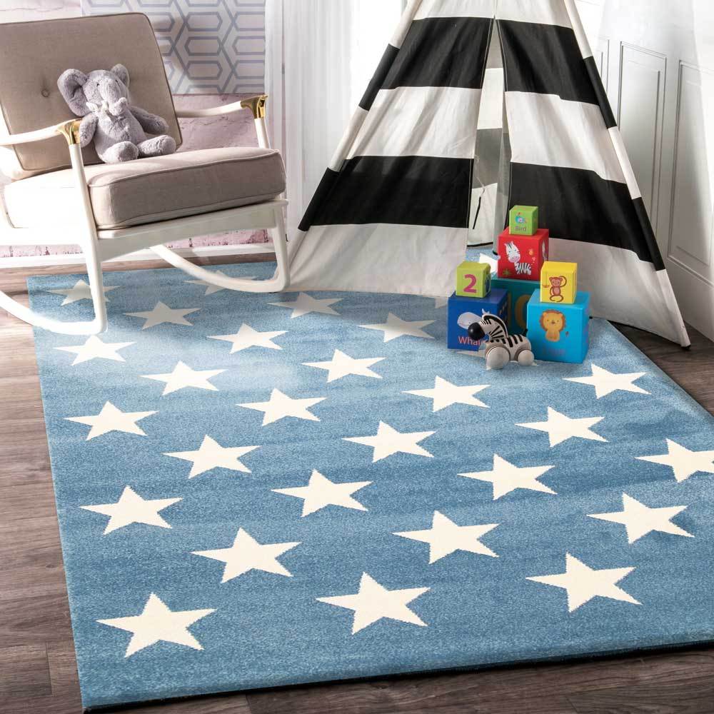 Piccolo Blue and White Stars Kids Rug