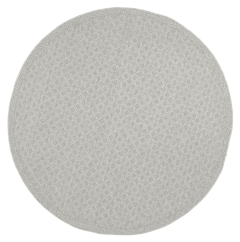 Sydney Light Grey Diamond Indoor Outdoor Rug Round