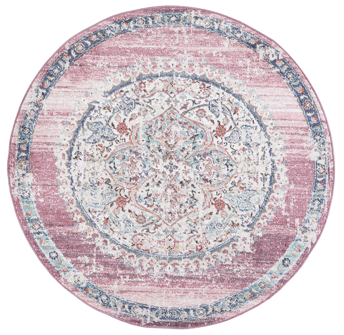 Mercury Hollow Medalion Transitional Blush Round Rug