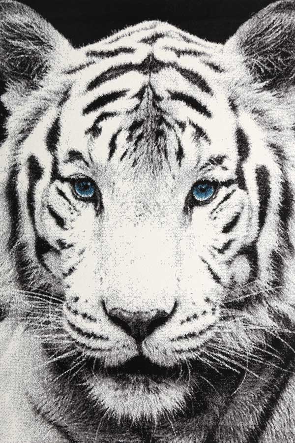 Hanaa White Tiger Motif Rug