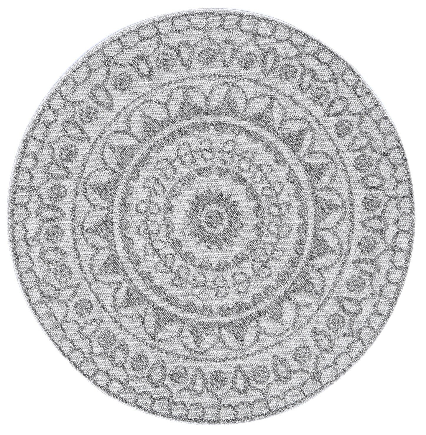 Elara Nanaki Indoor / Outdoor Grey Round Rug