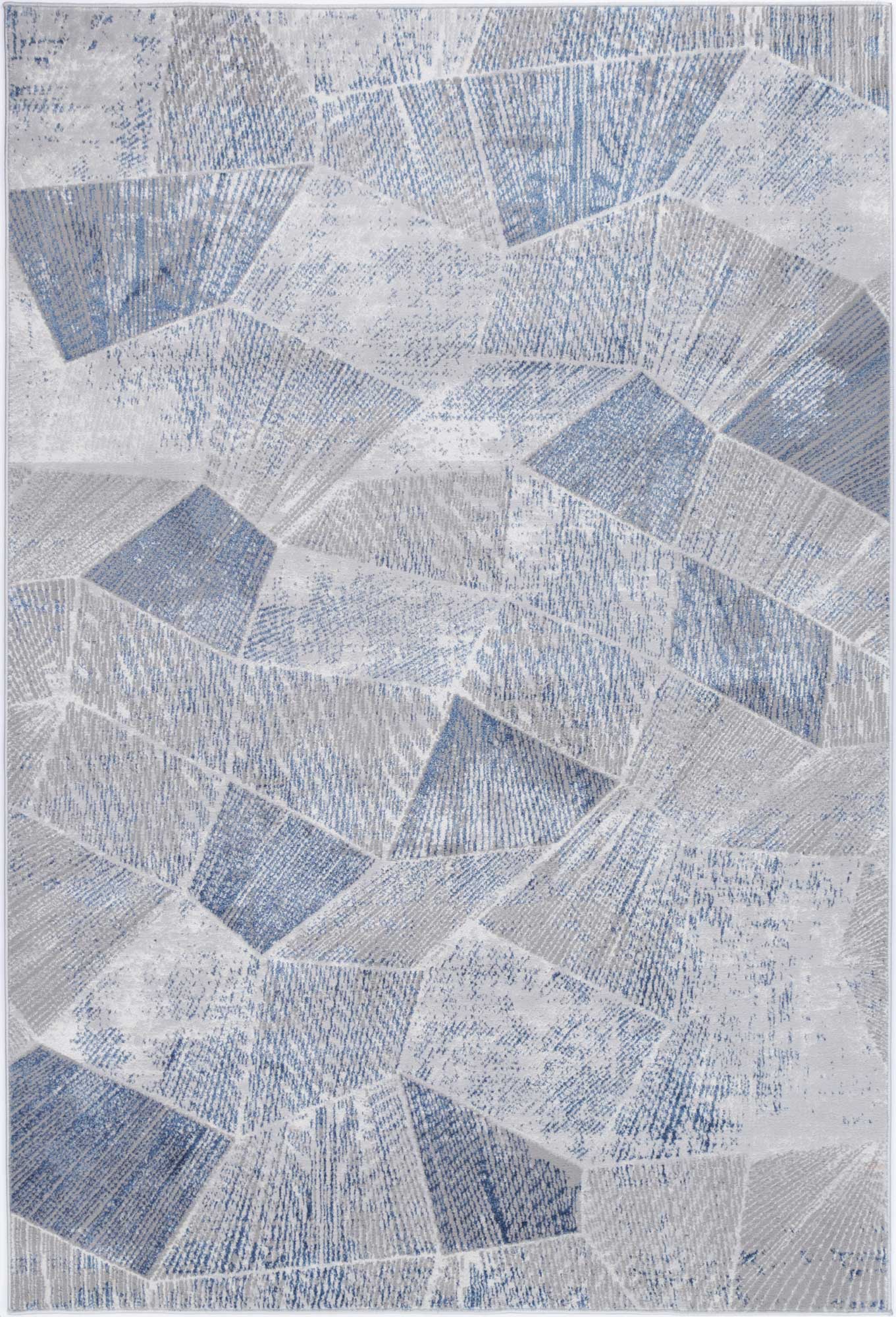 Almada Grey Blue Tiled Geometric Rug
