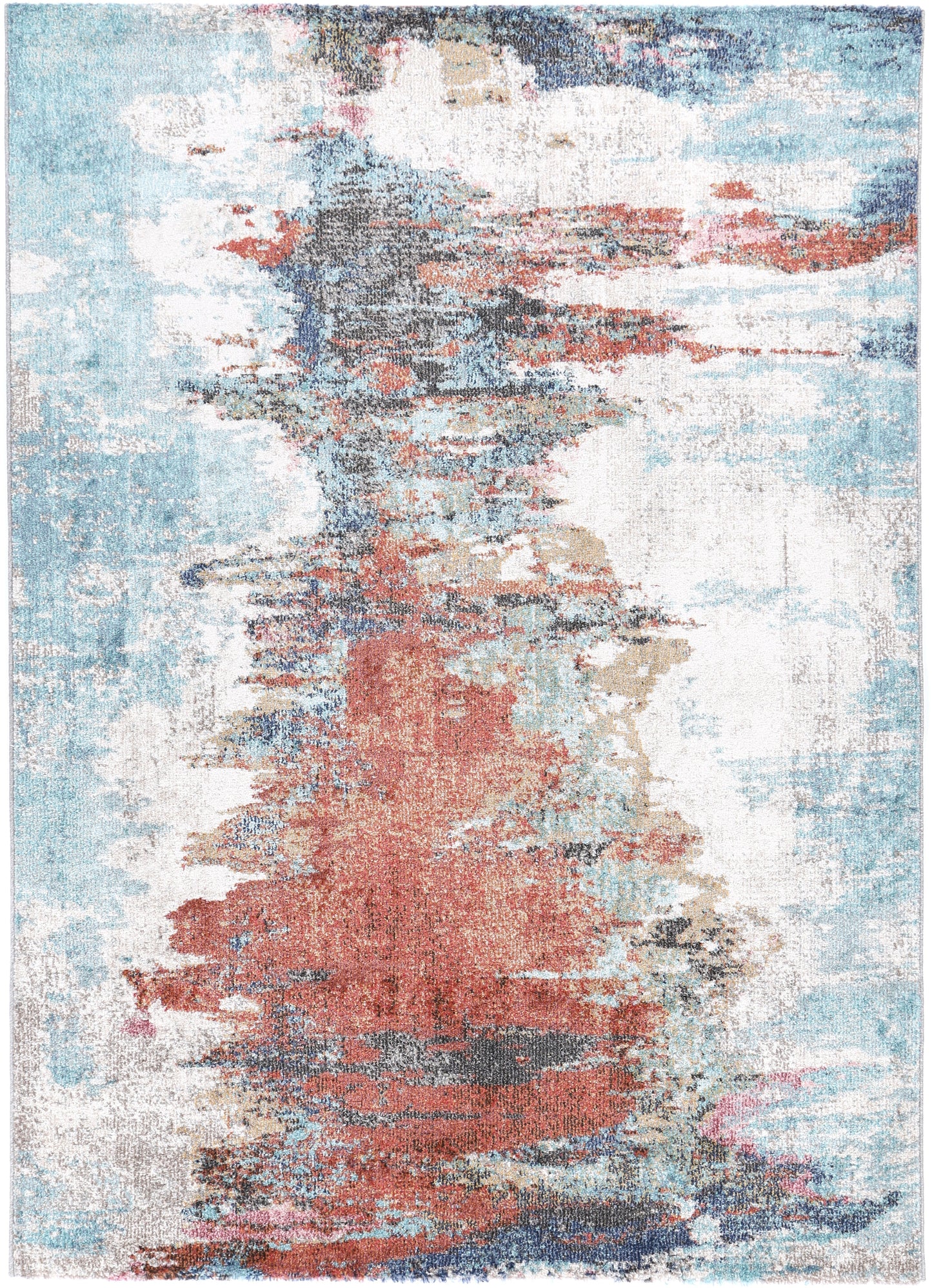 Mercury Jorge Blue & Terracotta Abstract Rug