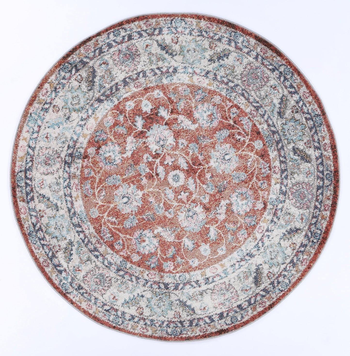 Mercury Luda Terracotta Transitional Round Rug