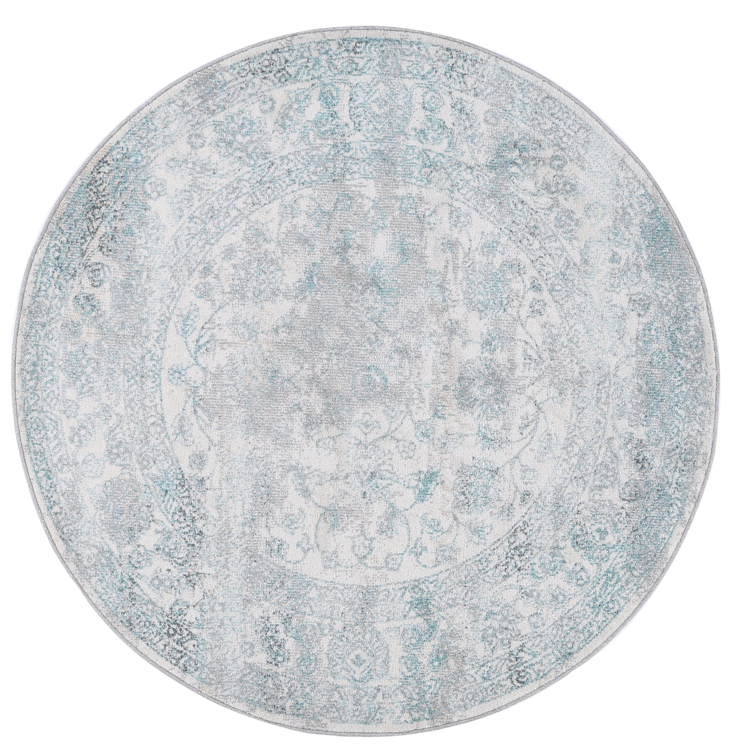 Mercury Peony Ivory & Blue Transitional Round Rug