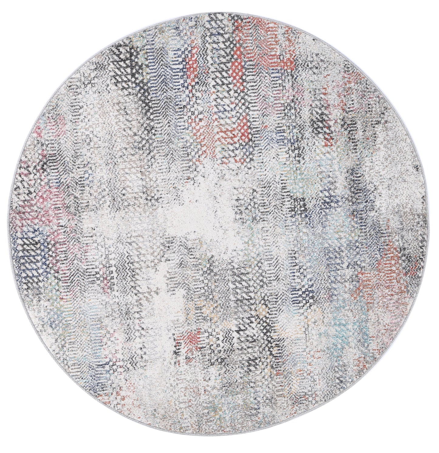 Mercury Ernesto Grey & Terracotta Tribal Round Rug