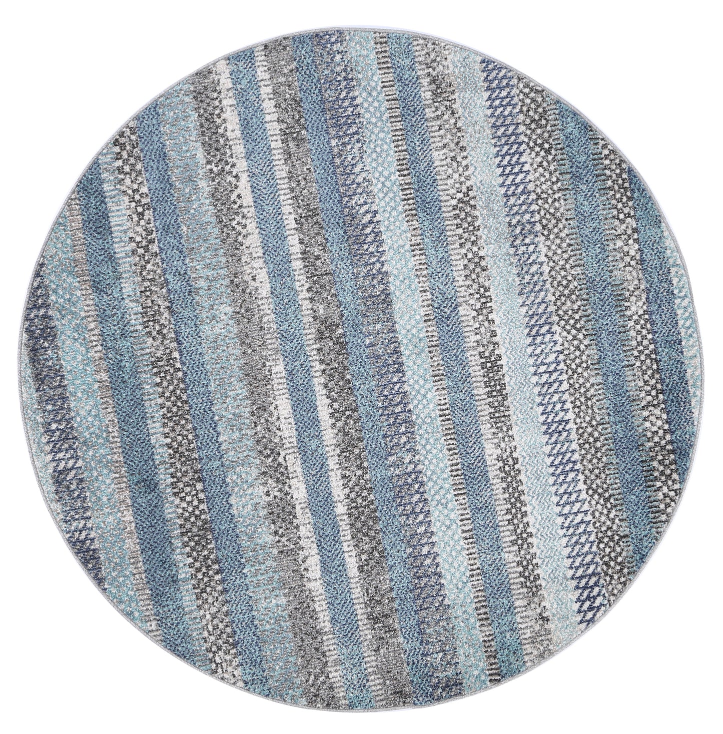 Mercury Luis Blue & Grey Tribal Round Rug