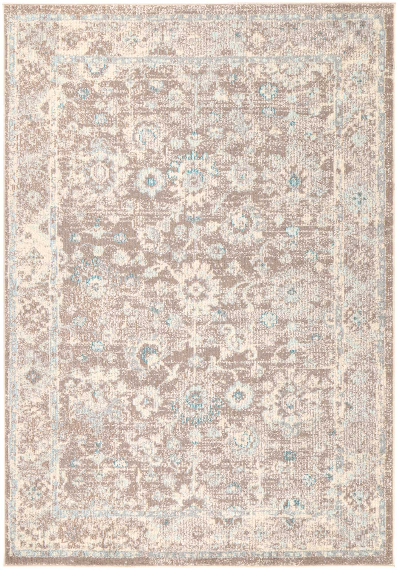 Asli Grey/Sky Blue Floral Rug