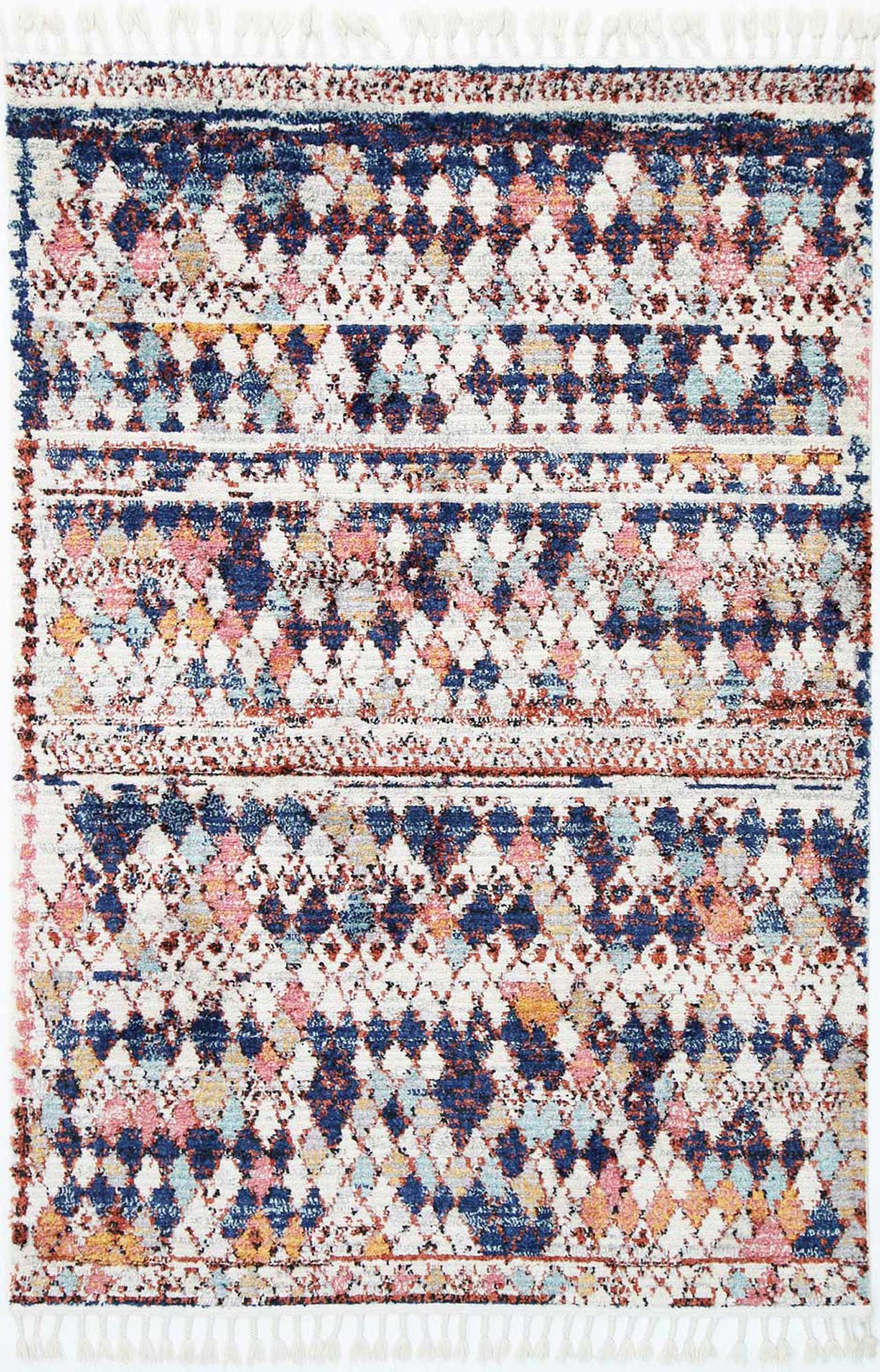 Boho Moroccan Casablanca White Navy Rug