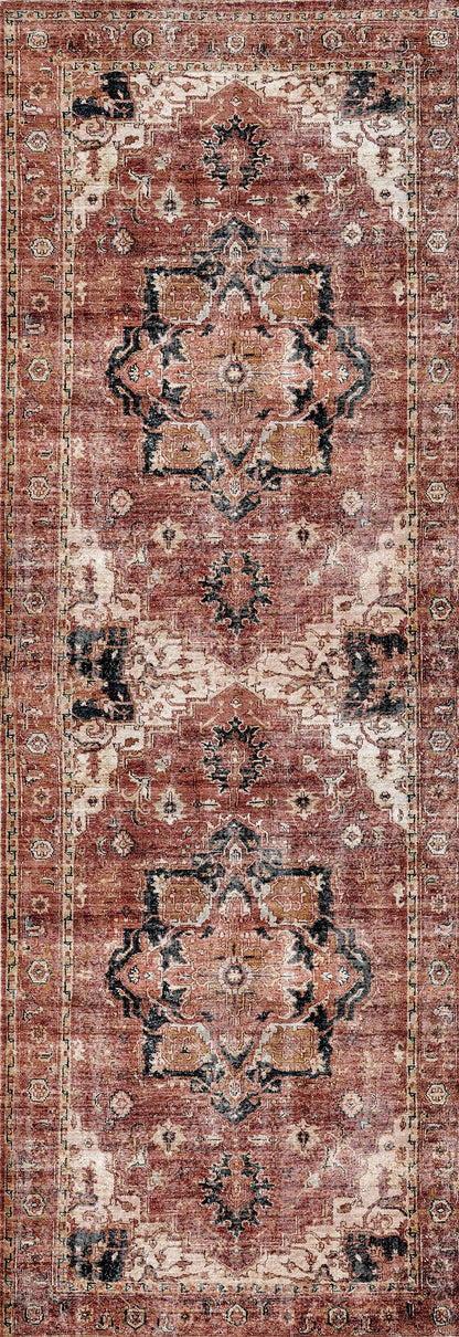 Distressed Vintage Cezanne Terracotta Runner - VITAL 2244-01