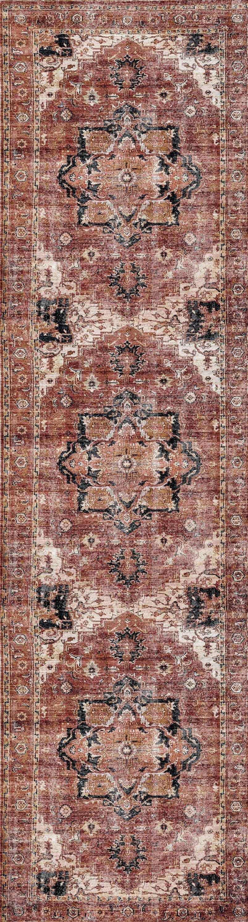 Distressed Vintage Cezanne Terracotta Runner - VITAL 2244-01