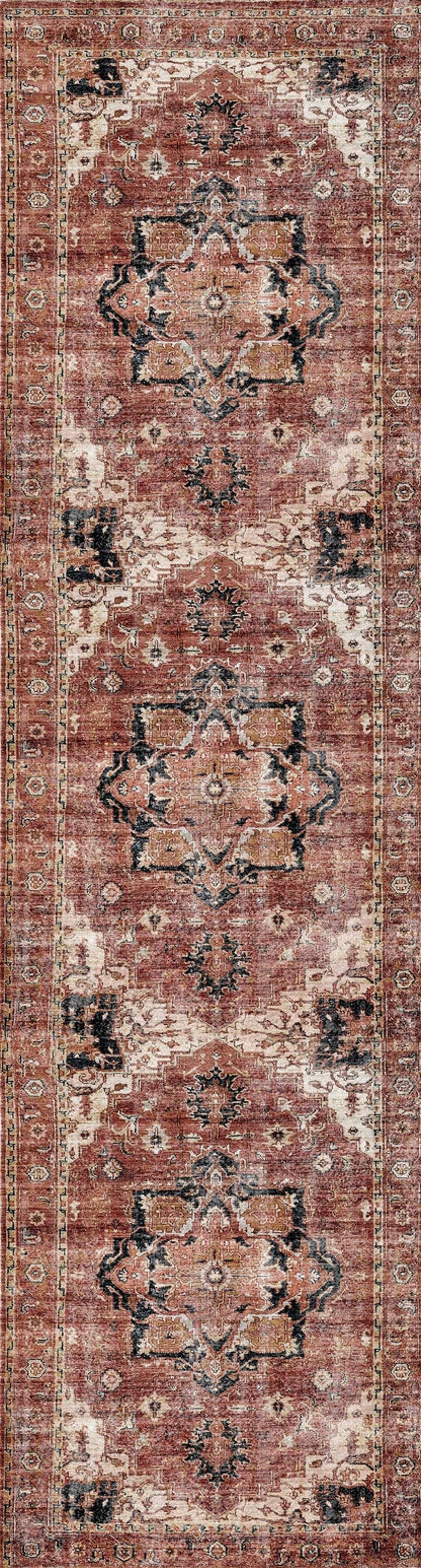 Distressed Vintage Cezanne Terracotta Runner - VITAL 2244-01