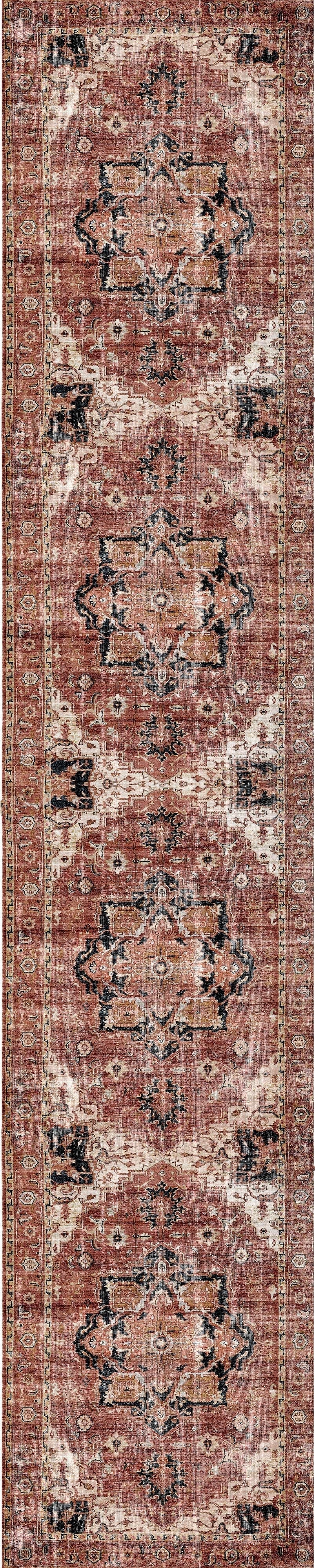 Distressed Vintage Cezanne Terracotta Runner - VITAL 2244-01