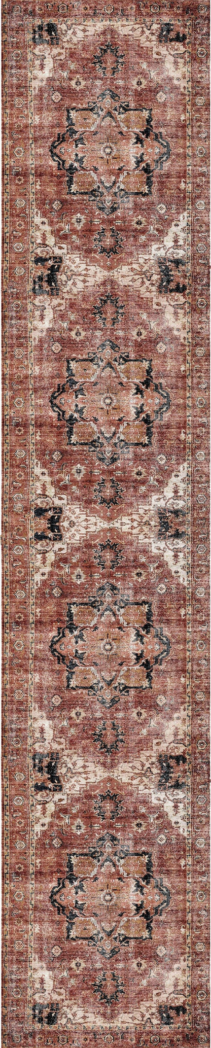 Distressed Vintage Cezanne Terracotta Runner - VITAL 2244-01