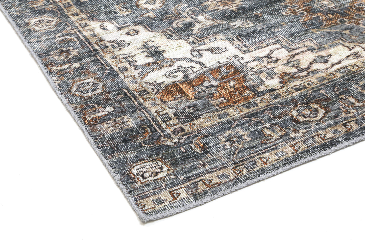 Distressed Vintage Cezanne Rabbit Gray Inca Gold Area Rug - VITAL 2244-04