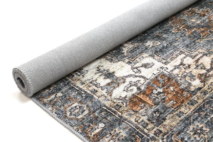 Distressed Vintage Cezanne Rabbit Gray Inca Gold Area Rug - VITAL 2244-04