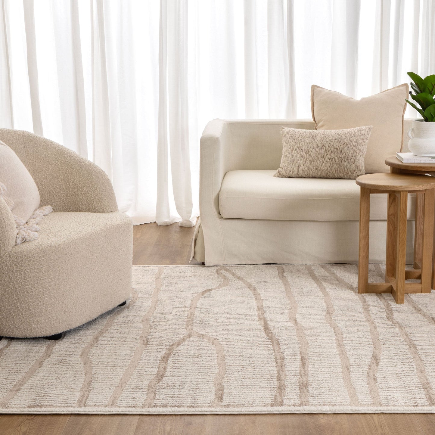 Sierra Abstract Ivory Lines Rug