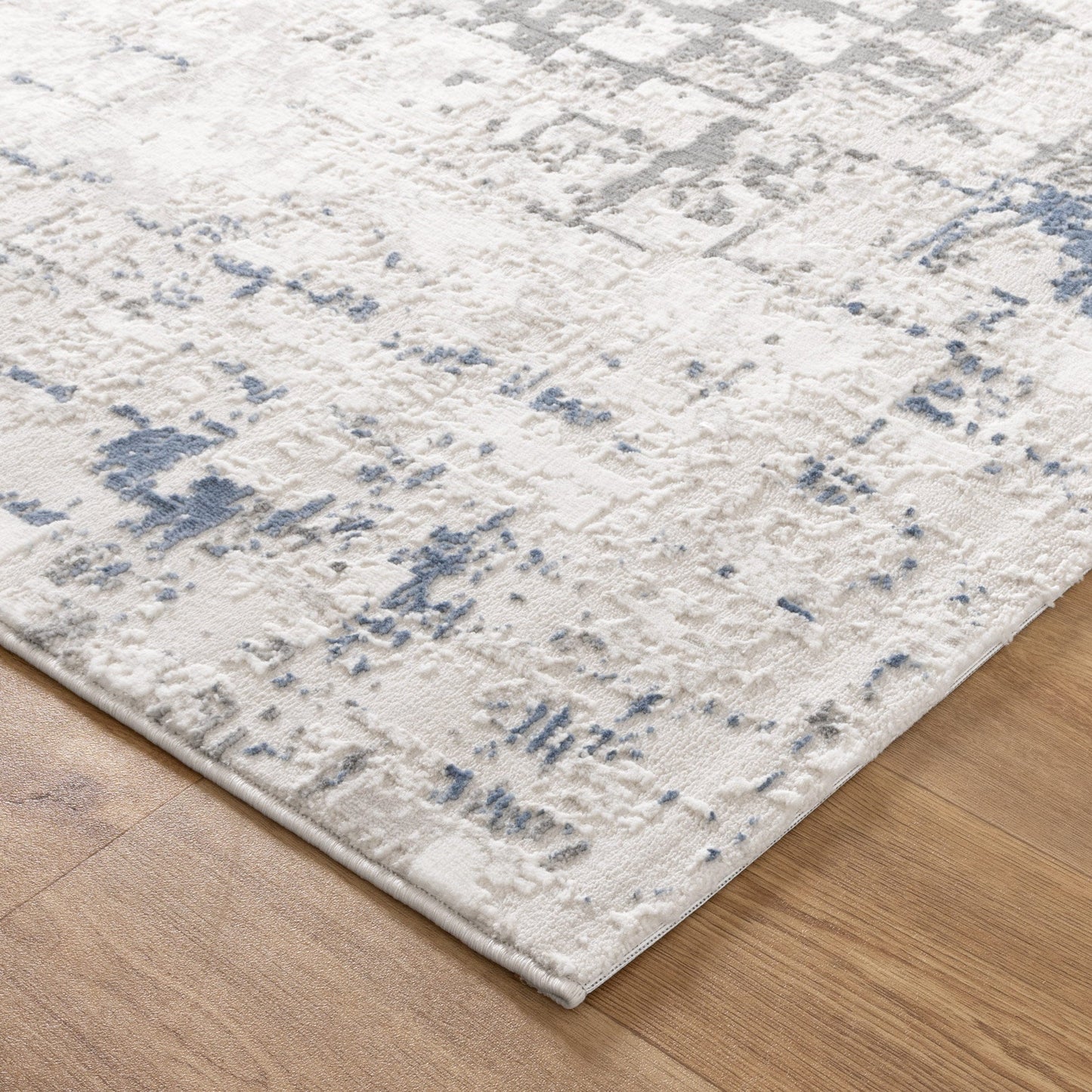 Amalfi Modern Distressed Lines Blue Multi Rug - AMAL04