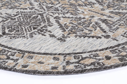 Amritsar Beas Charcoal & Beige Round Cotton Blend Rug