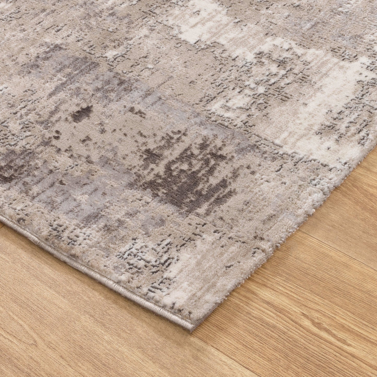 Atina Distressed Abstract Beige Grey Rug - AT01