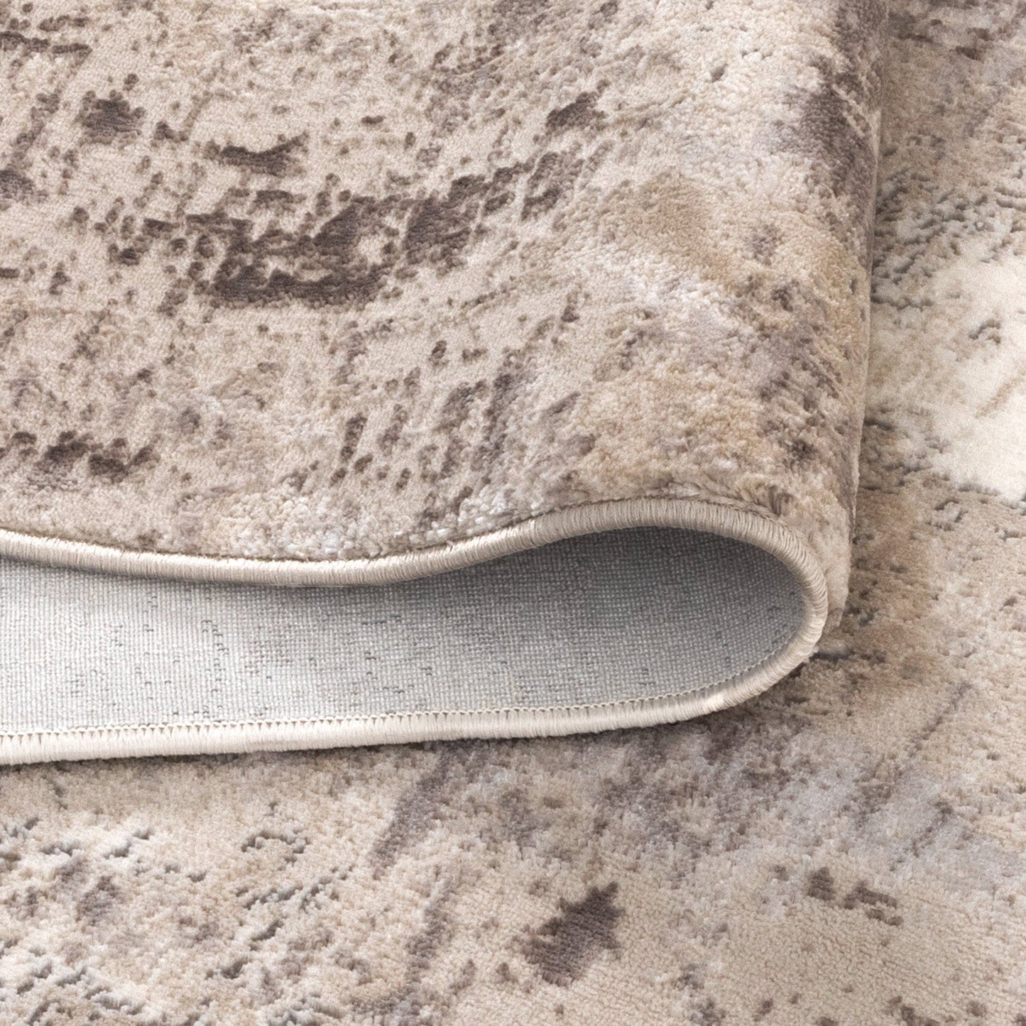 Atina Distressed Abstract Beige Grey Rug - AT01