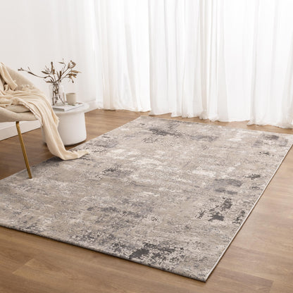Atina Distressed Abstract Beige Grey Rug - AT01