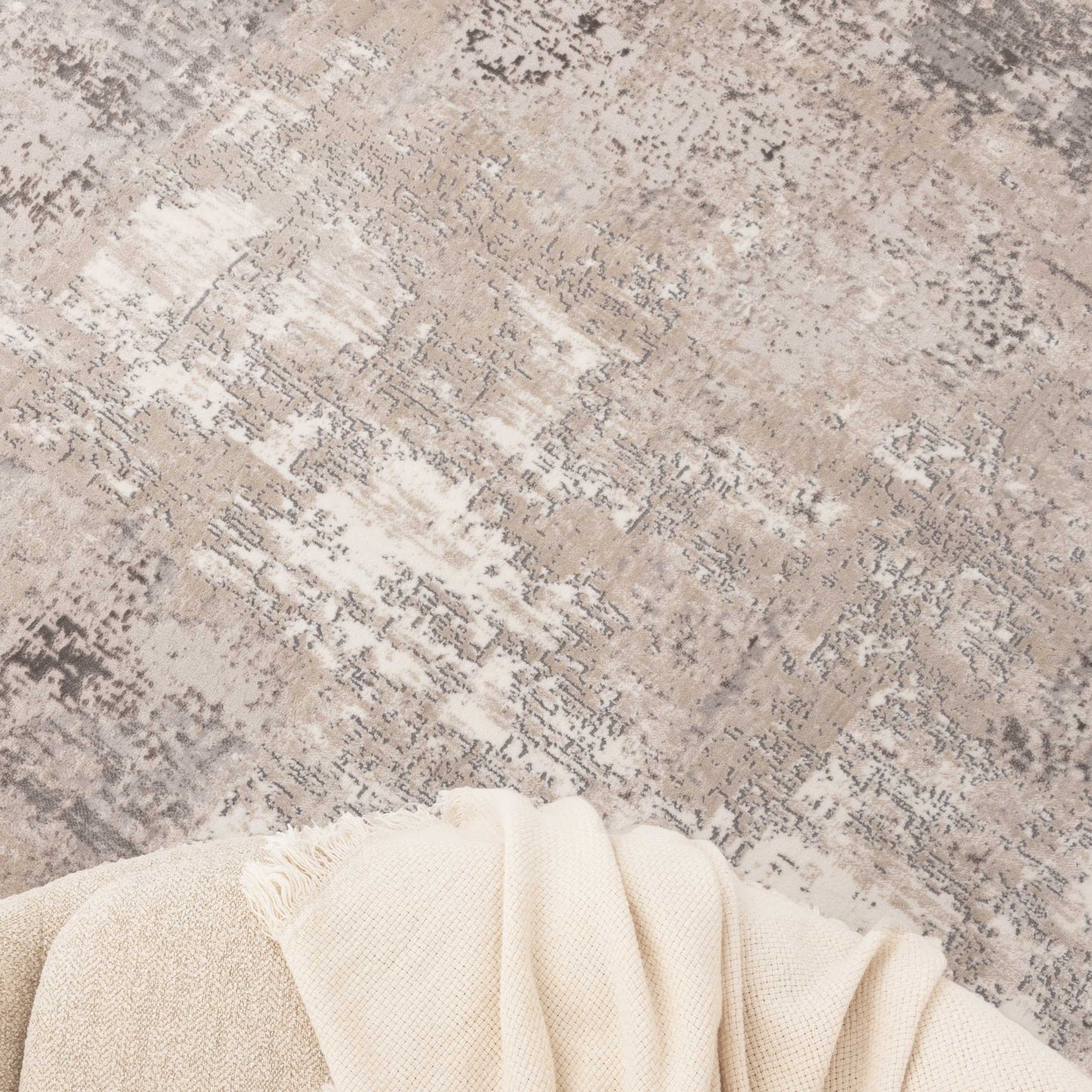 Atina Distressed Abstract Beige Grey Rug - AT01