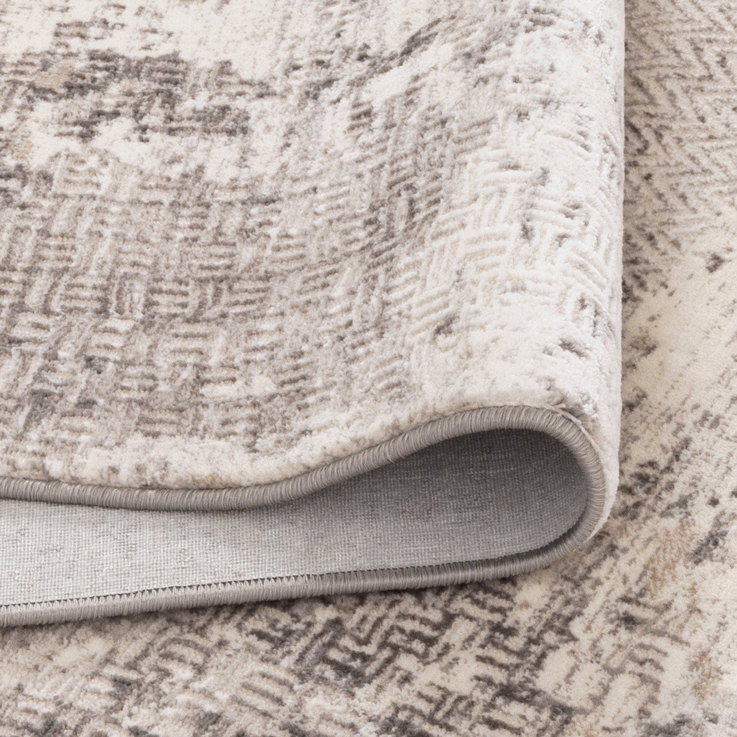 Atina Distressed Border Beige Grey Rug - AT04