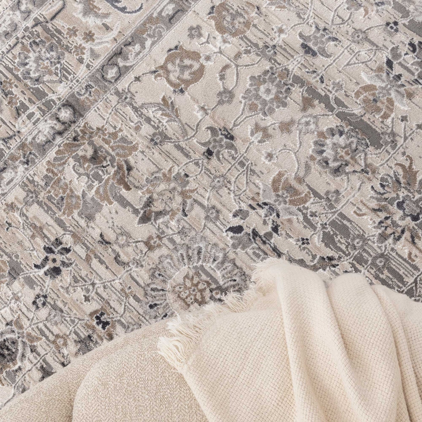 Atina Distressed Transitional Beige Grey Rug - AT05