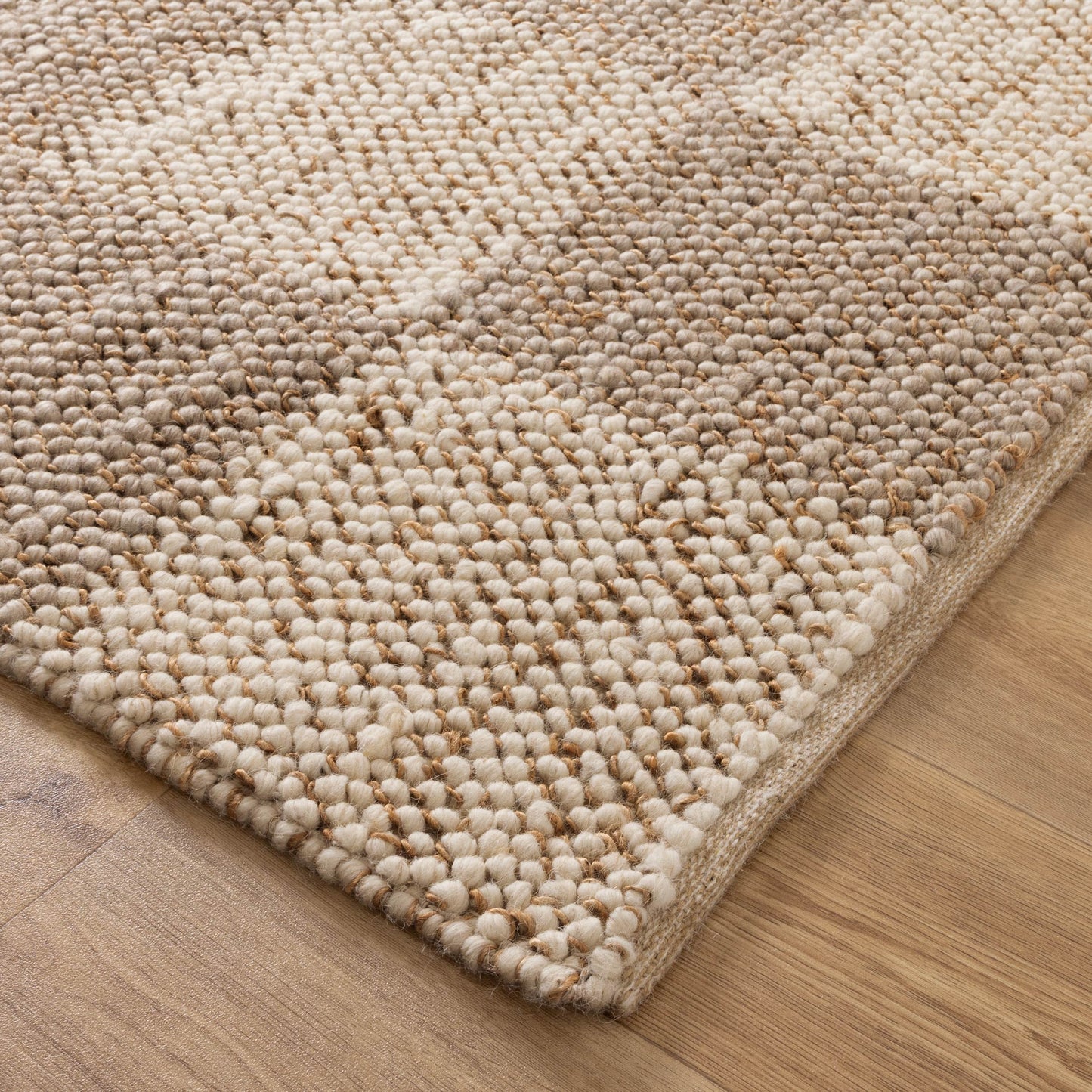 Eco Weave Checkered Beige and Ivory Jute and Wool Rug