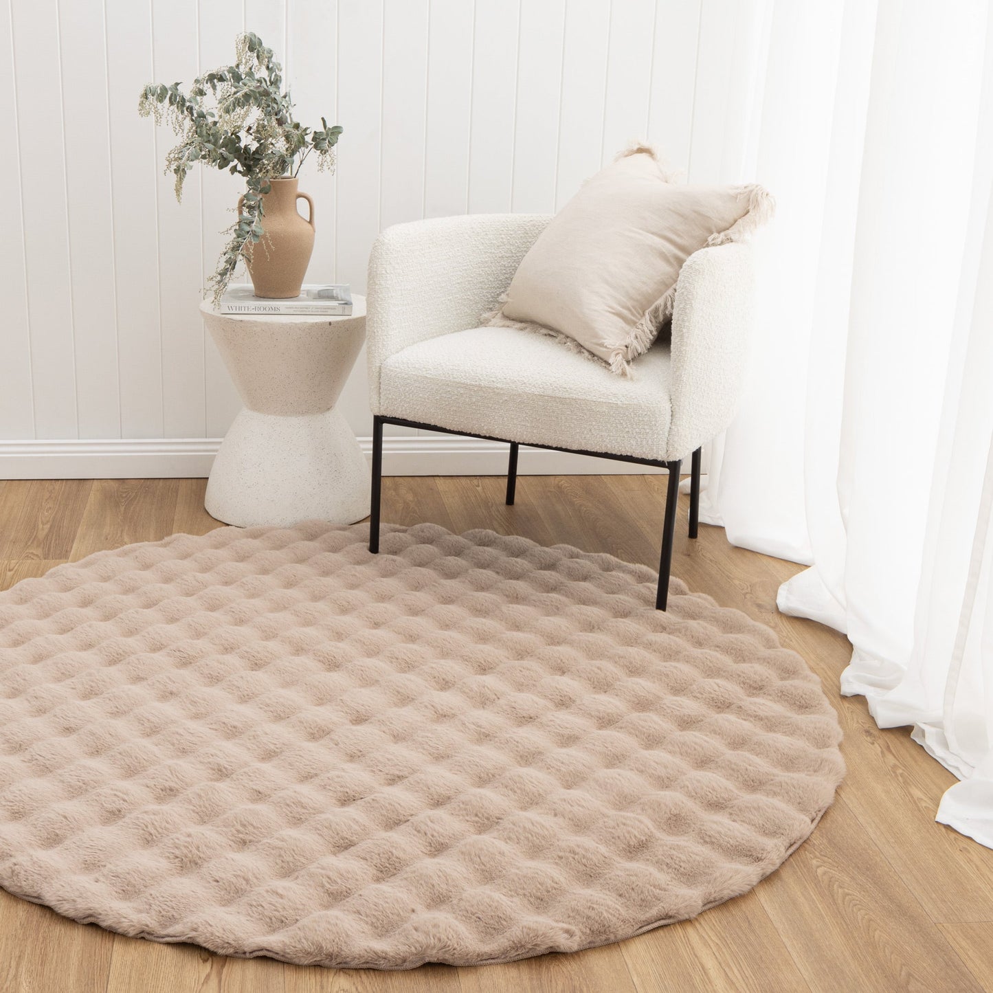 Purity Washable Round Rug Dark Beige