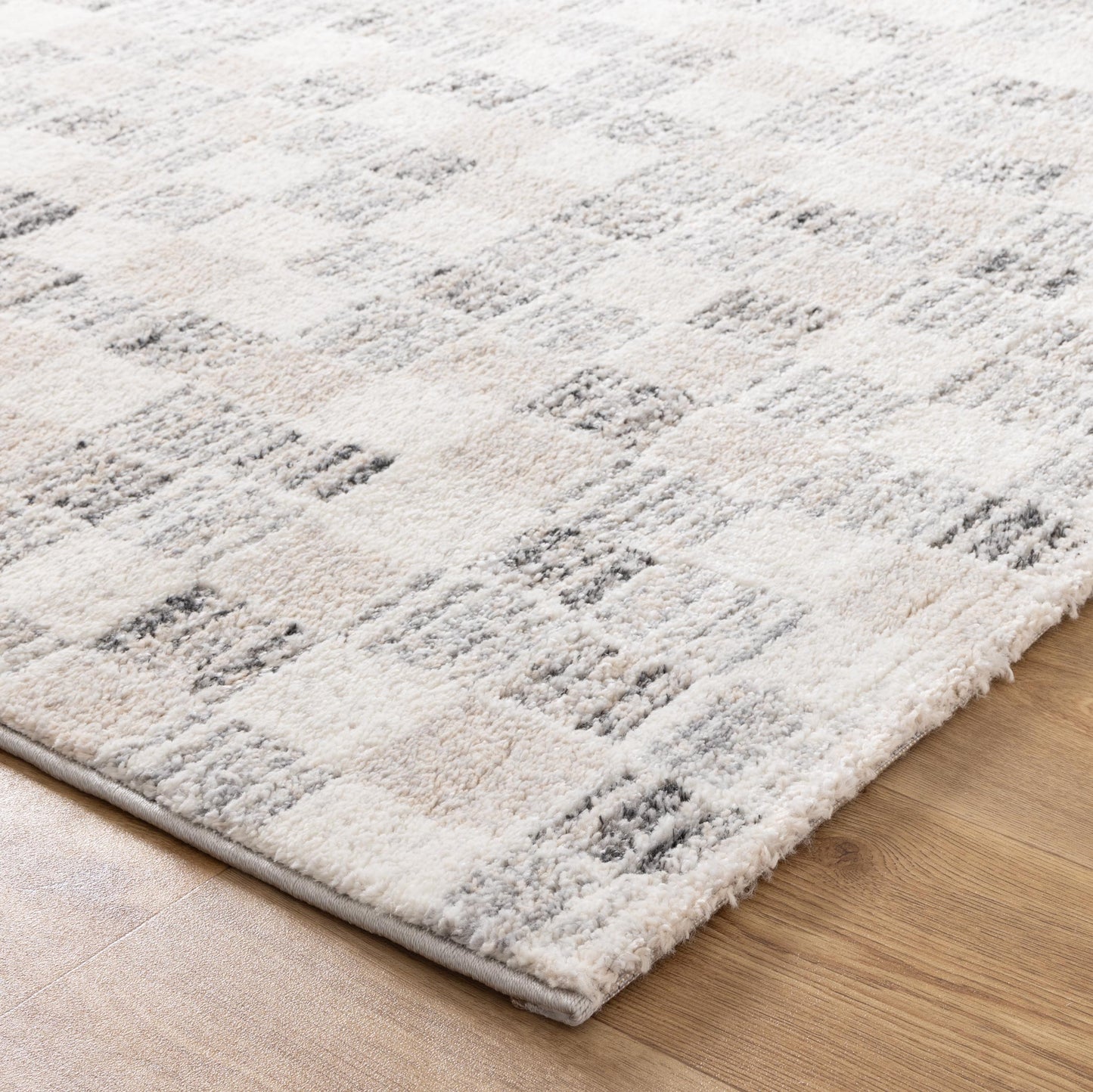 Dorado Grey Beige Checkered Rug - D004