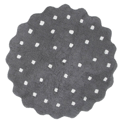 Mellow Round Scalloped Kids Rug Grey