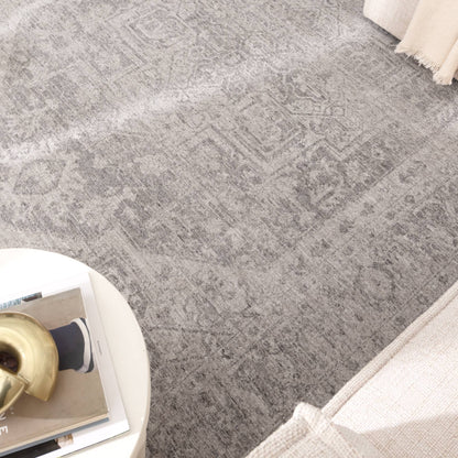 Heritage Distressed Medallion Grey Rug - H103