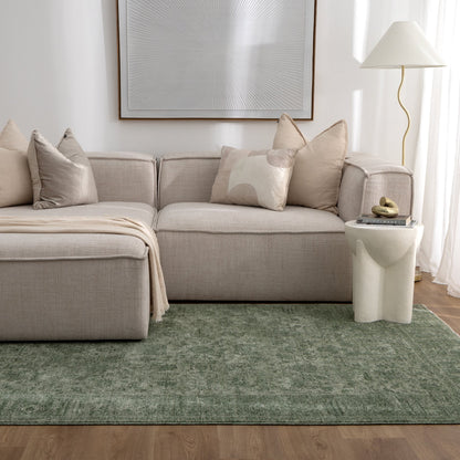 Heritage Distressed Border Green Rug - H107